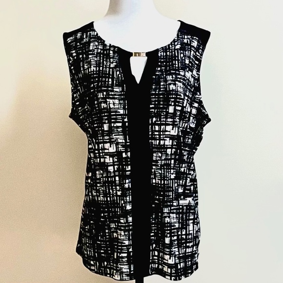 Jones New York-Women’s Sleeveless Top-Size 1X-Black & White - Picture 3 of 13